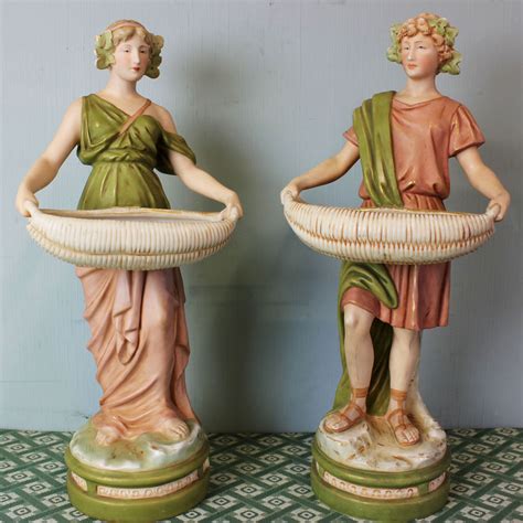 Antique Pair Royal Dux Porcelain Figurines C La Loveantiques Com