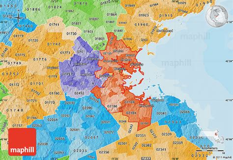 Political Shades Map Of Zip Codes Starting With 021