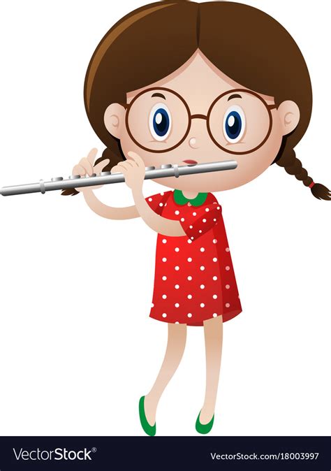Little Girl Playing Flute Royalty Free Vector Image