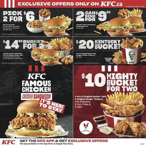 I can understand how hard it is to keep customers when there are 14 fast food and restruants.withen a half mile, that is why i suggested that the corp makes more breakfast coupons. KFC Canada Coupons (AB & MB), until March 7, 2021