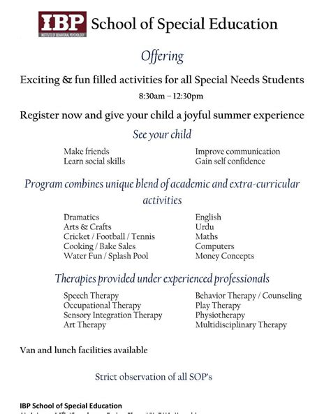Ibp School Of Special Education — Exciting Summer For Intellectually