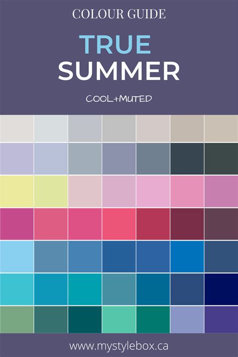 True Summer Colour Guide Summer Color Palette Color Me Beautiful