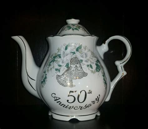 Lovely Vintage Lefton 50th Anniversary Doves With Bells Tea Coffee Pot