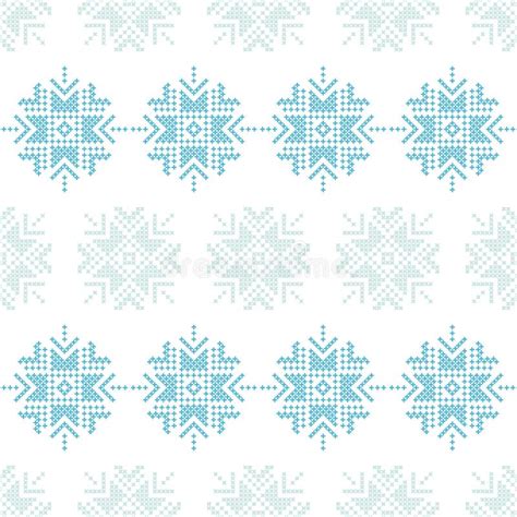 Cross Stitch Norwegian Snowflakes Seamless Vector Background Folk