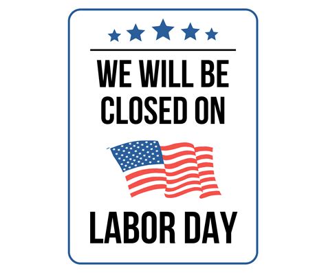 Closed For Labor Day 2025 Sign Free Printable