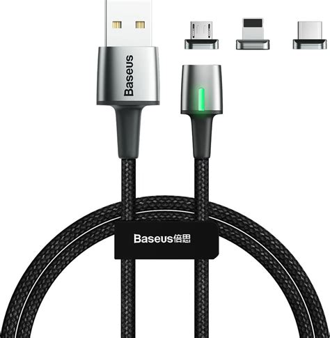 Baseus Braided Magnetic Usb To Lightning Type C Micro Usb Cable