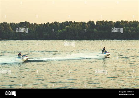 Men Drive The Big Hydrocycles Stock Photo Alamy