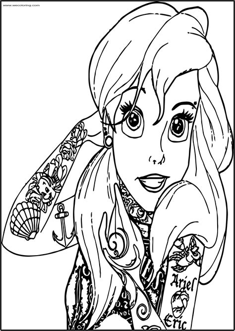 You can print or color them online at getdrawings.com for absolutely free. Ariel Mermaid Tattoo Free Printable Coloring Page | Wecoloring
