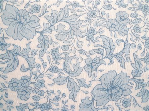 Vintage Fabric Light Blue Floral Print Fabric Piece Sewing