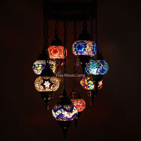 Handmade Turkish Moroccan Style Mosaic Hanging Lamp Ceiling Light