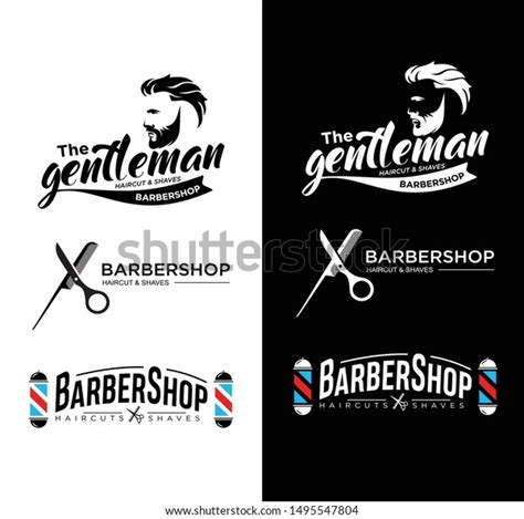 Set Of Vintage Barber Shop Emblems Badges And Design Elements