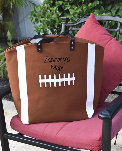 Football Tote Bag Monogram Football Bag Football Mom Tote Etsy