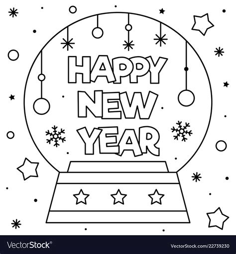 Happy New Year Coloring Page Royalty Free Vector Image