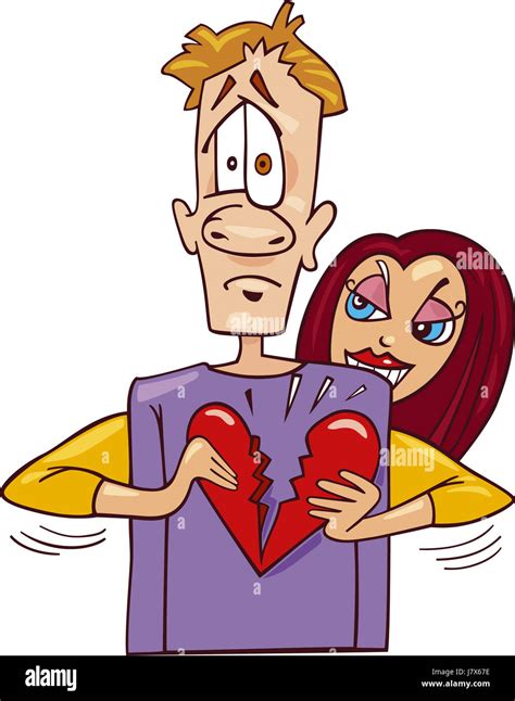 Sad Broken Illustration Cartoon Love In Love Fell In Love Couple Pair
