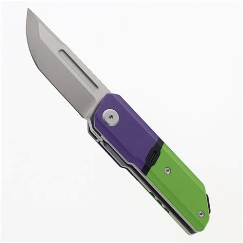 Maxace Capsule Pocket Knife Cerakote Purplegreentitanium Handle M390
