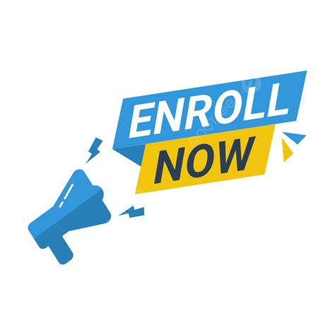 Blue Yellow Enroll Now With Megaphone Enroll Now Enroll Now Vector