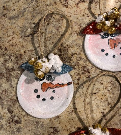 Mason Jar Lid Snowman Set Of 12 Ornaments Winter Ornaments Etsy