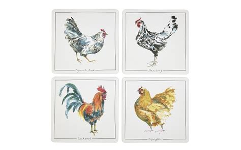 Set Of 4 Branscombe Chickens Corkback Placemats Childrens Room Decor