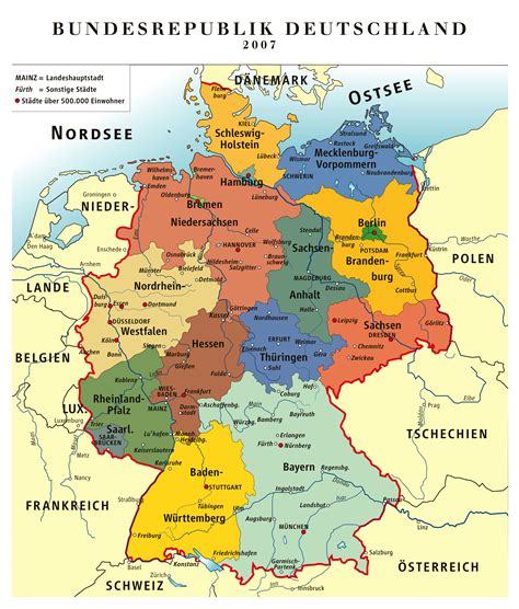 It is positioned both in the northern and eastern. Large detailed administrative map of Germany | Germany ...