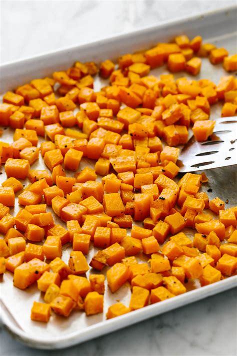 Easy Roasted Butternut Squash Cubes And Halves Downshiftology