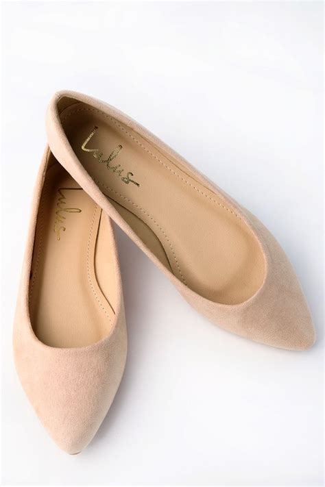 Light Nude Flats Suede Pointed Toe Flats Classic Beige Flats Lulus