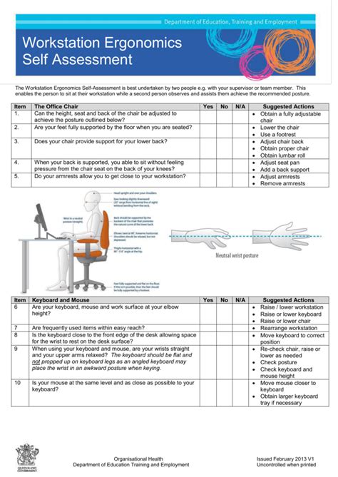 Workstation Ergonomics Diagrams And Checklist