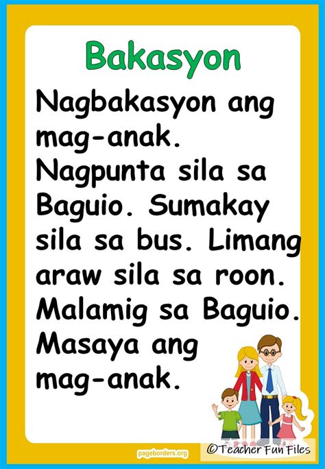 teacher fun files filipino reading materials for kindergarten