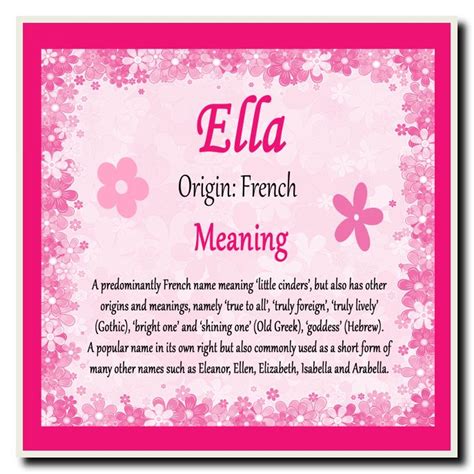 Ella Personalised Name Meaning Certificate The Card Zoo