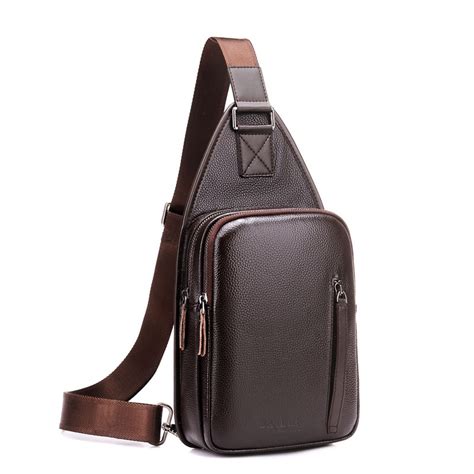 Business Mens Shoulder Bags Small Chest Pack Male Leather