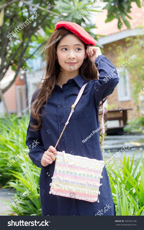Portrait Thai Teen Beautiful Girl Blue Stock Photo Edit Now 700781236