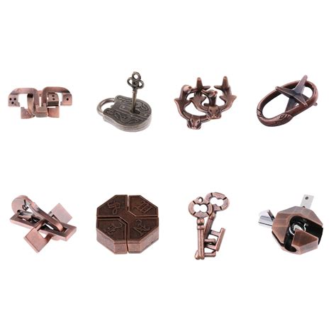 Buy 8pcs Chinese Lock Puzzle Metal Brain Teaser Iq