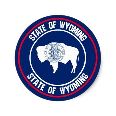 Wyoming Round Emblem Classic Round Sticker Round