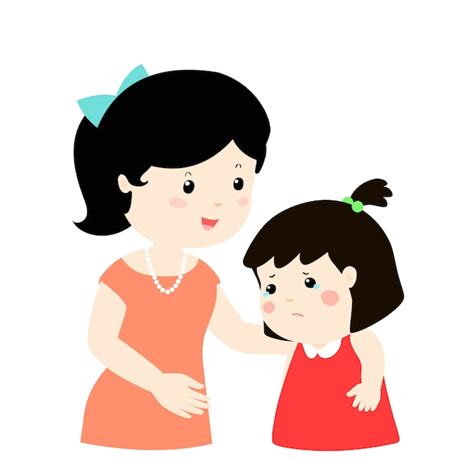 Premium Vector Mother Soothes Crying Daughter