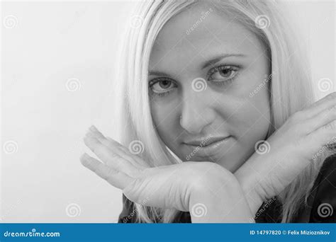 Woman With Hands By Her Face Stock Photo Image Of Beauty Feminine