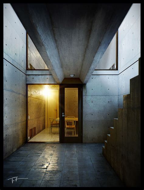 Azuma House Tadao Ando Classic Architecture Visualization 3d