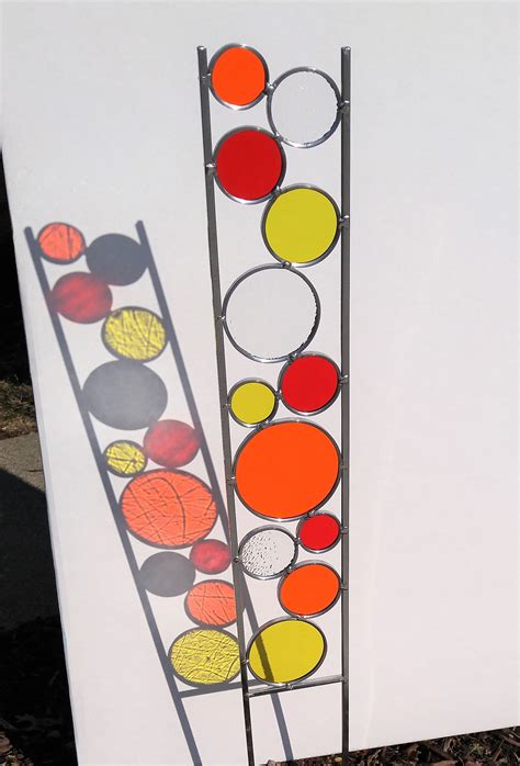 Products Stained Glass Garden Art Stake Orange Yellow And Red