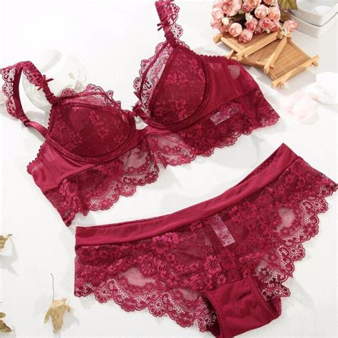Heer Lace Extreme Push Up Plunge Bra Set Lingerie Knickers 32 42 A B C D Dd Ebay