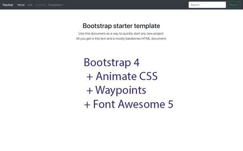 Bootstrap 4 Starter Template With Animate Css Waypoints And Font