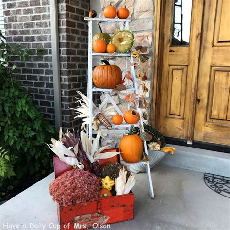 Old Ladder Fall Porch Pumpkin Cup Halloween Stuff Vegetables