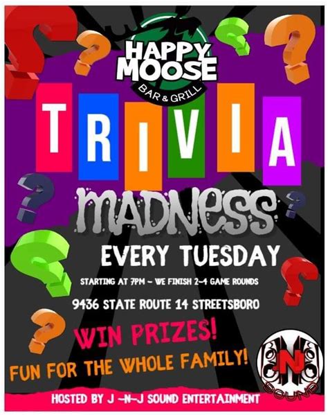 Trivia Fun For Everyone Win Prizes Happy Moose Bar And Grill