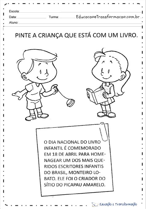 Atividades Dia Do Livro Infantil Para Imprimir Atividades Educativas
