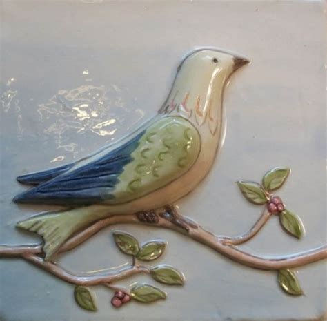 Birds On A Vine Handpainted Ceramic Tiles Set Of 4 In Etsy