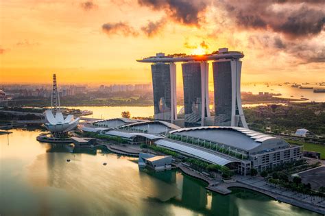 Marina Bay O Wschodzie Słońca Singapur Zdjęcia Nico Trinkhausa