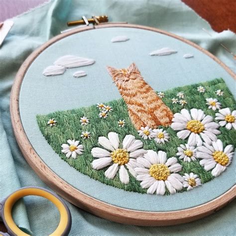 Orange tabby cat embroidery pattern cute kitty cross stitch | Etsy