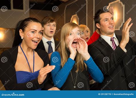 Theatre Audience Clapping And Cheering Royalty Free Stock Photos