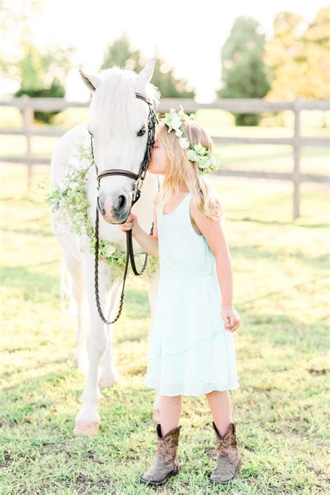 Flower Crowns And White Ponies Equestrian Portrait Session Equine