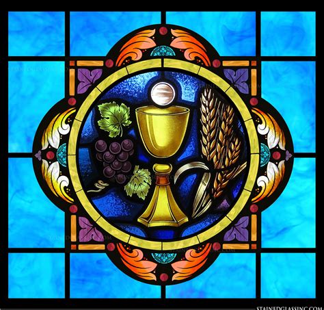 Eucharist Symbol Religious Stained Glass Window
