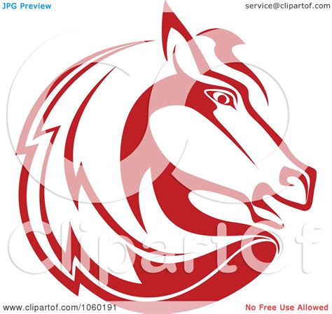 Royalty Free Vector Clip Art Illustration Of A Red Horse Head Logo 2