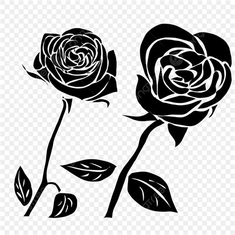 Bela Silhueta De Rosas PNG Rosa Preto E Branco Desenho Animado