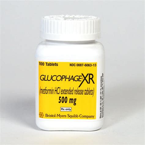 Glucophage® Xr Metformin Hydrochloride Extended Release Tablets 500mg 100 Tablets Bottle